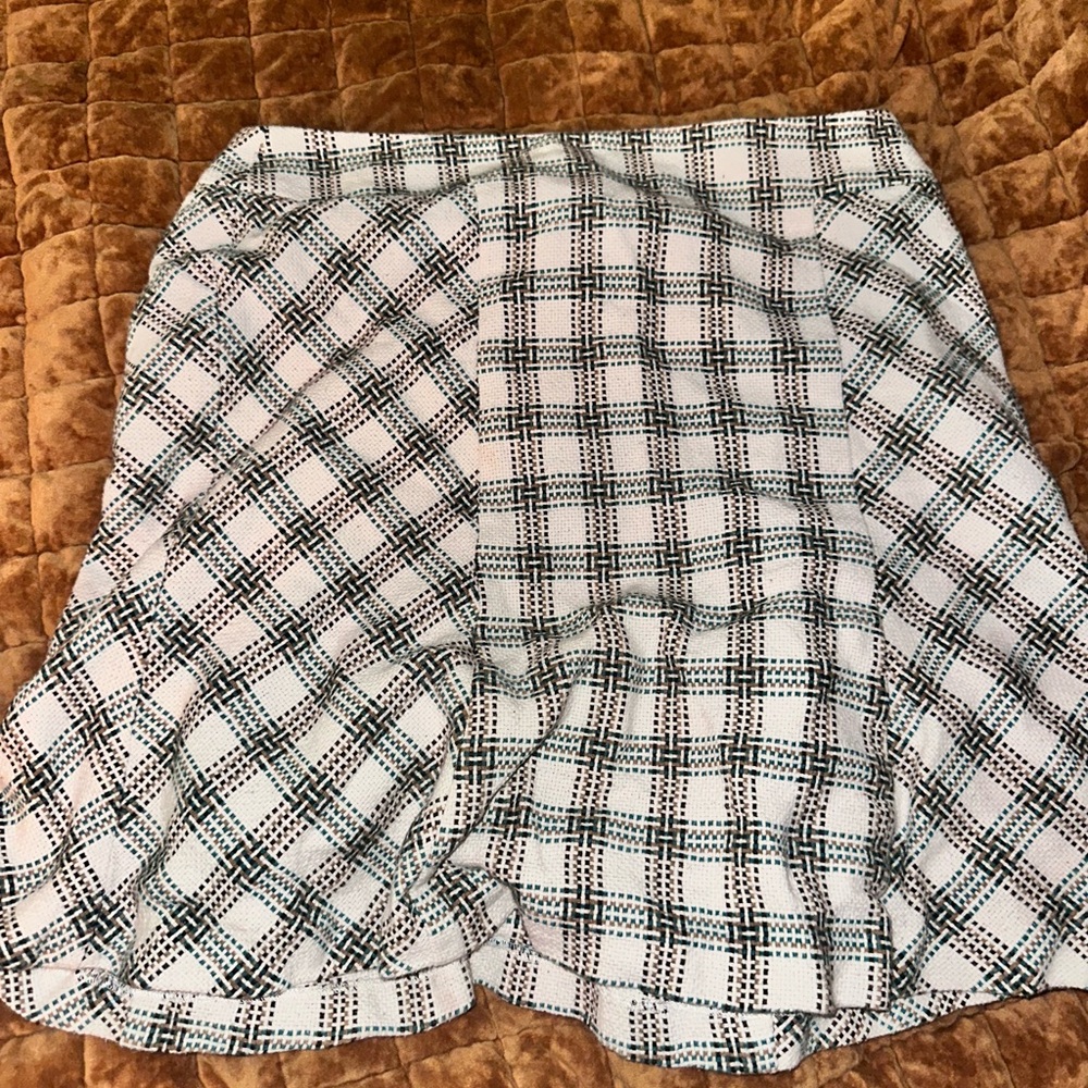 LOFT Black and White Plaid Circle Skirt